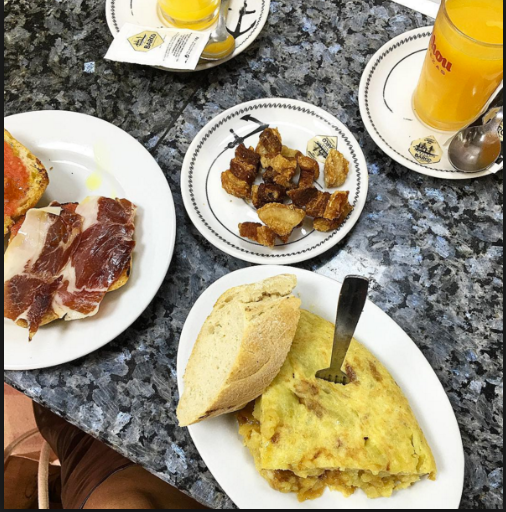 A plate of breakfast food is sitting on a table

Description automatically generated